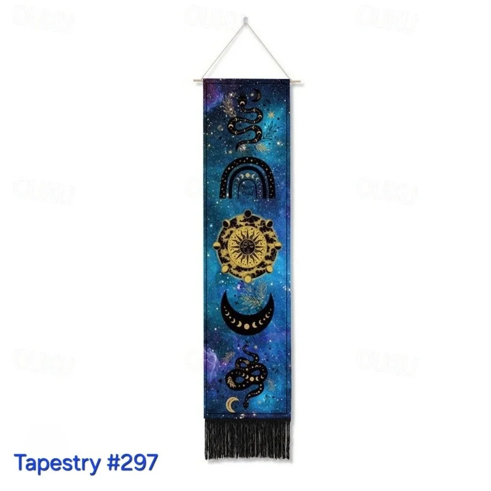 Celestial Snake Wall Tapestry - Moon Phase Rainbow Sun Mystic Decor‎